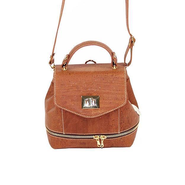 Mini Cork Backpack with Crossbody option in Tan - Beyond Bags